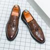 Мужская обувь большого размера, новые кожаные туфли, модный комплект, кожаные туфли с кисточками, деловые туфли, свадебные туфли для жениха H528