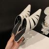 Fashion Women Baotou Half Tow Summer New Pointy Fashion Stiletto Sandals Low Heel Hollow Air Slippers
