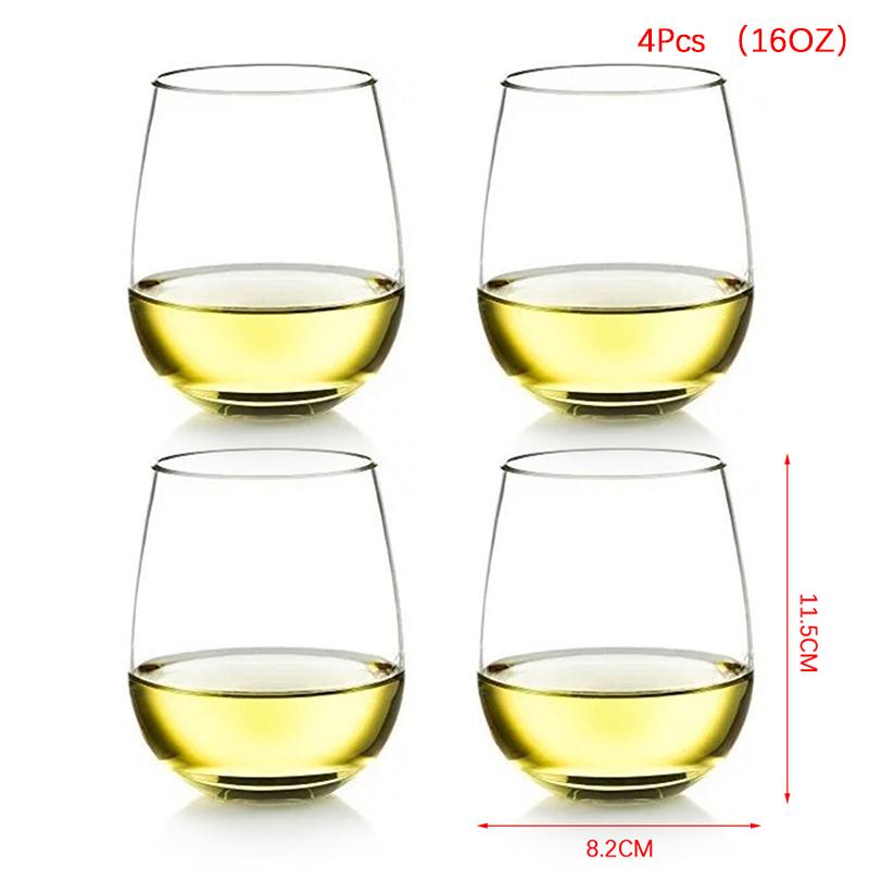 2/4Pcs Shatterproof Plastic Wine Glass Unbreakable Pet Red Wine Tumbler Glasses Cups Reusable Transparent Fruit Juice Beer Cup