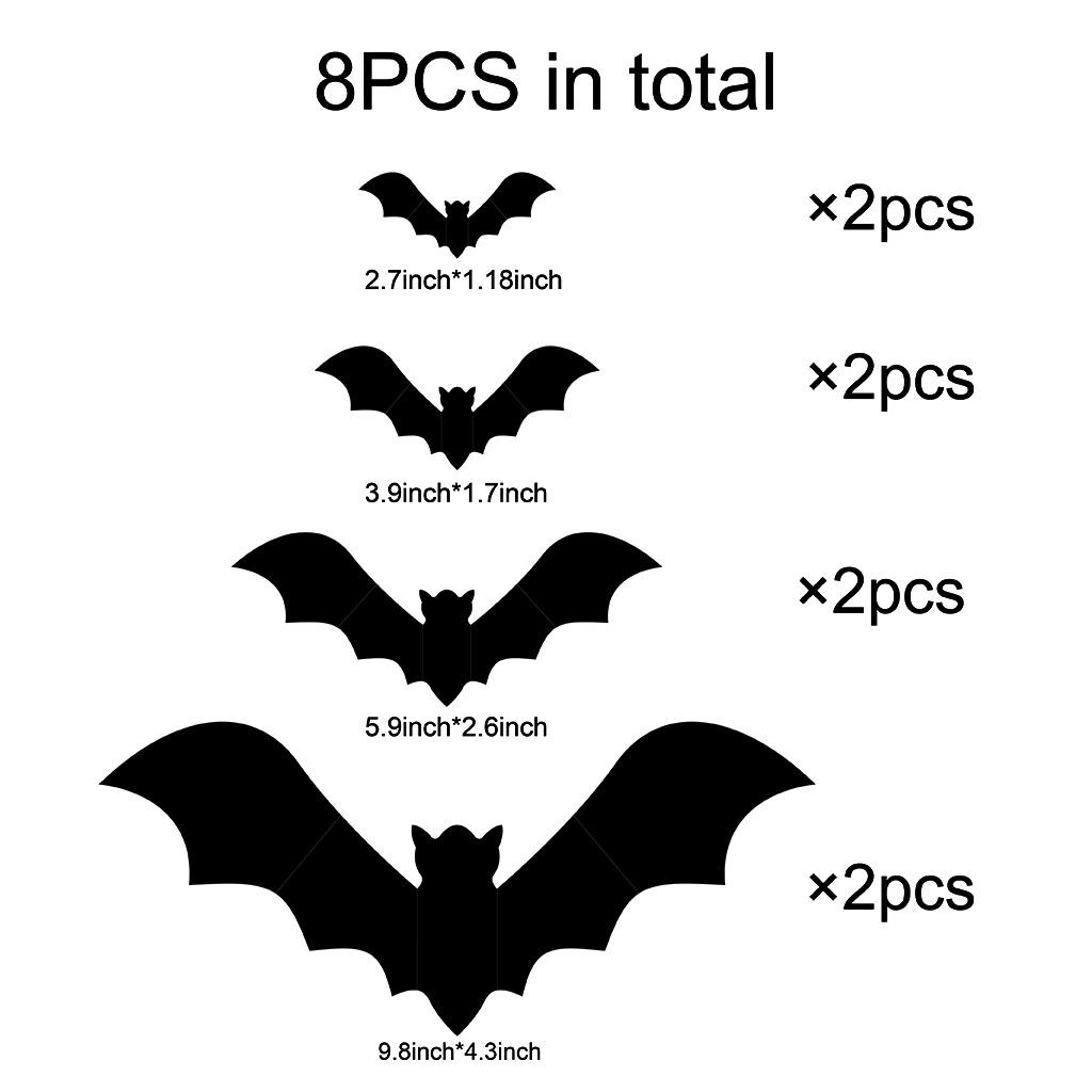 Черные и розовые наклейки на стену в виде летучих мышей на Хэллоуин для украшения детской комнаты и создания праздничной атмосферы