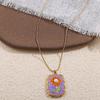Dripping Oil Stainless Steel Chain Necklace Flower Clavicle Chain Sunflower Enamel Necklace  Girls