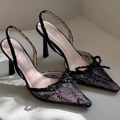 Женские босоножки на высоком каблуке, сексуальные туфли-лодочки с острым носком на высоком каблуке, леопардовый принт, кружевные банкетные туфли для женщин, босоножки с бантом-бабочкой