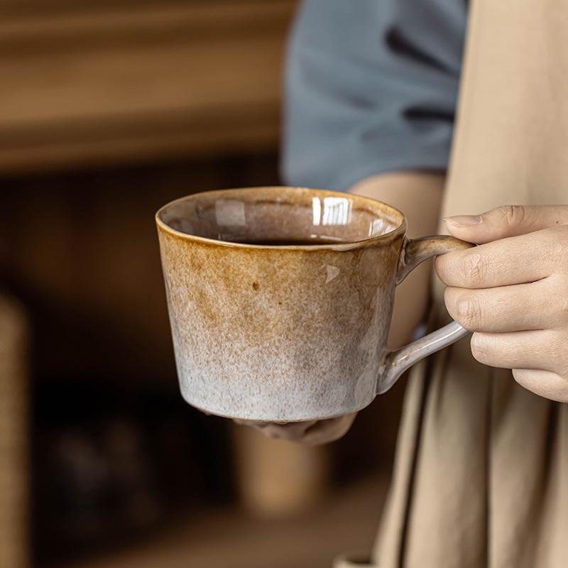 Ретро кружка с глазурью, меняющей цвет в печи, японская керамическая чашка, керамические кофейные чашки, посуда для напитков, персонализированный подарок, оригинальные кружки, чашка для чая, бар
