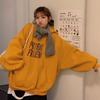 Oversized Korean Retro Hoodies Women Vintage Casual Hooded Sweatshirts Thicken Warm Velvet Top Harajuku Pullover Autumn