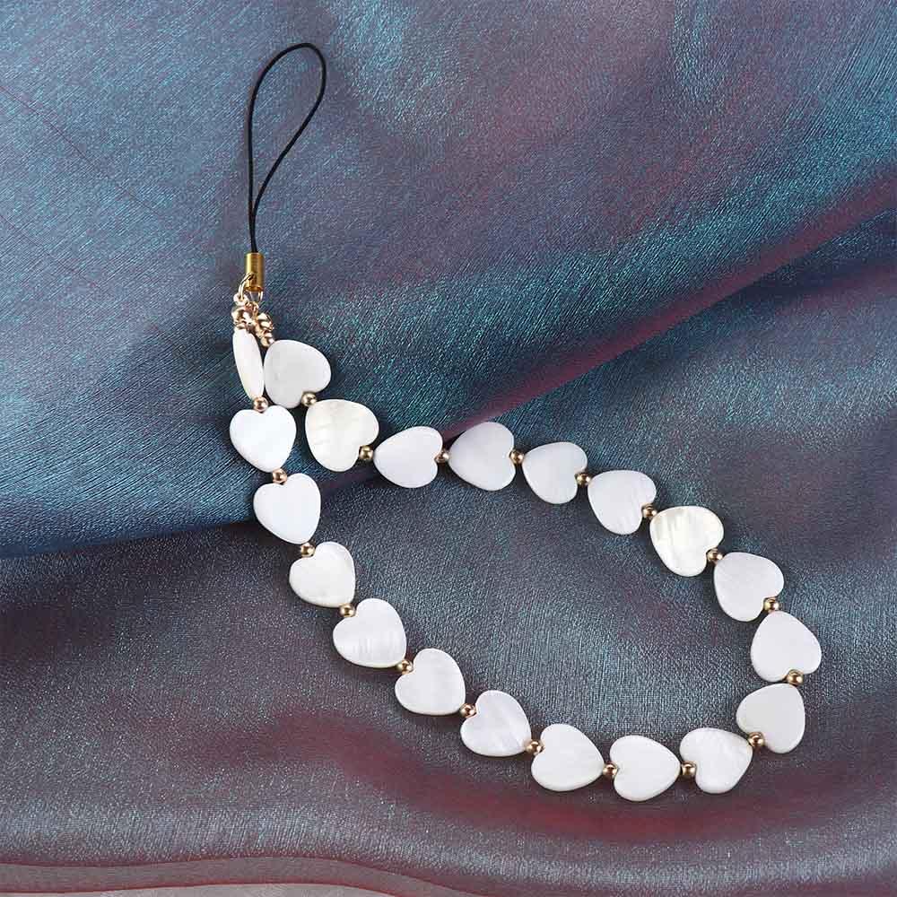Love Heart Shell Beaded Key Chain Mobile Phone Lanyard Phone Strap Mobile Phone Chain Phone Charm