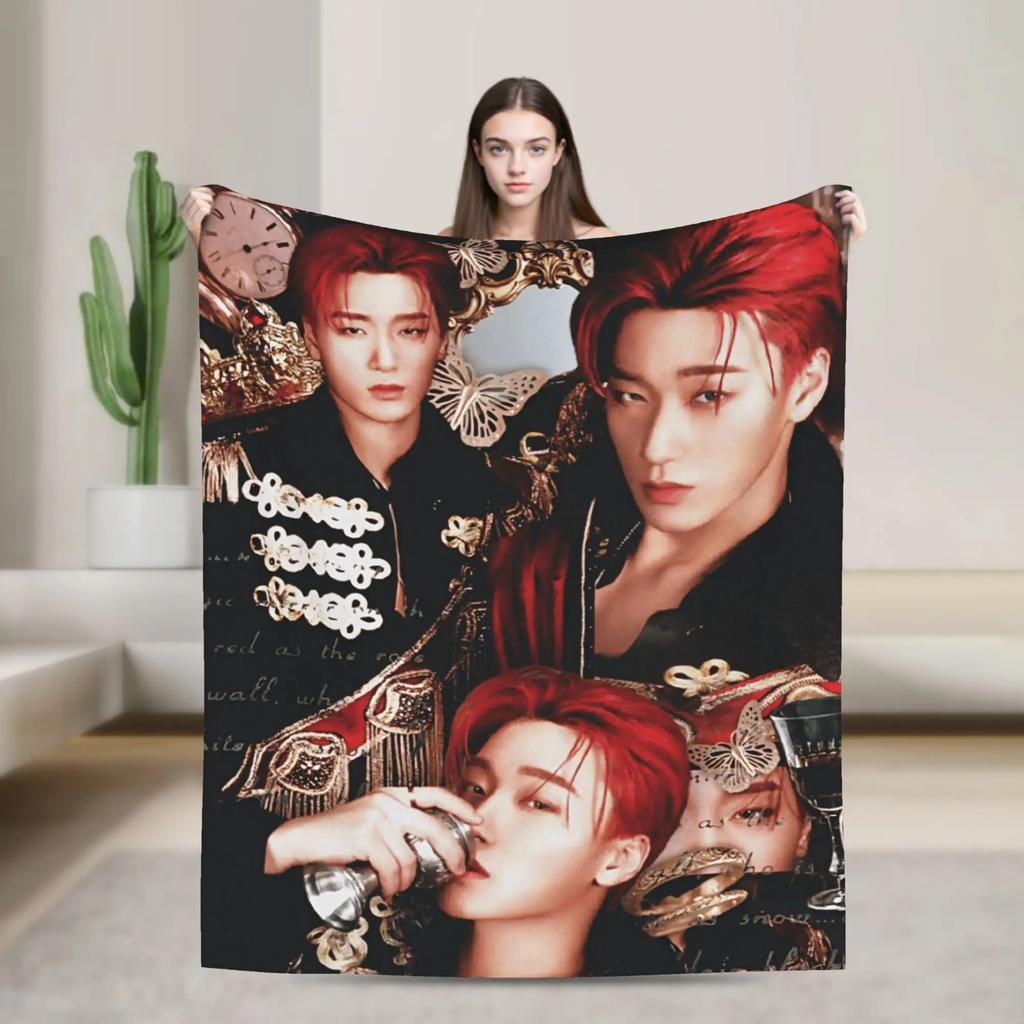 Супертеплые одеяла для кемпинга K-pop Ateez Чхве Сан Плед Фланелевое покрывало для улицы Новинка Чехол на диван-кровать