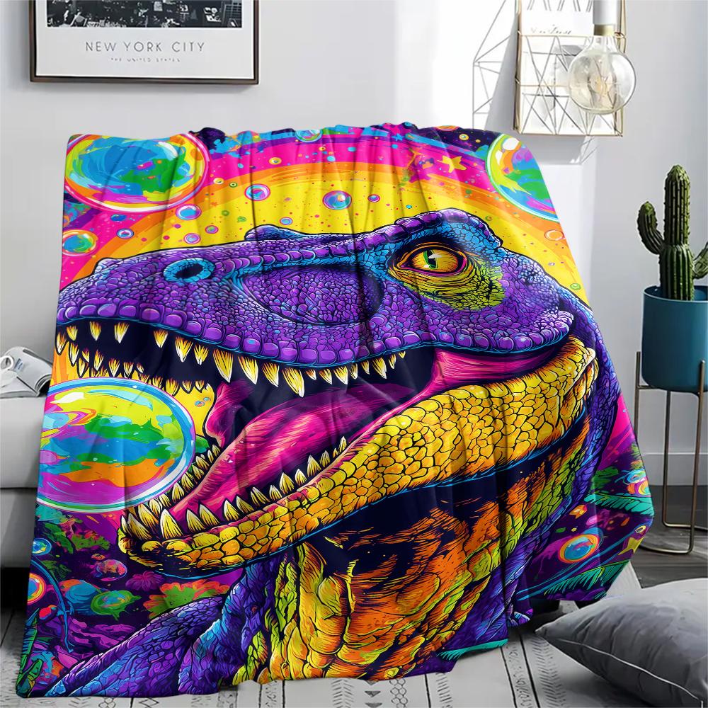 dinosaur Print Flannel Blanket, High quality Comfortable for All Seasons, Home Decor, Warmth and Comfort, Perfect for Christmas Gifts