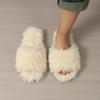 Women's Plush Winter Slippers, Solid Colour Open Toe Soft Bottom Flat Shoes, Comfortable Warm Home Slippers