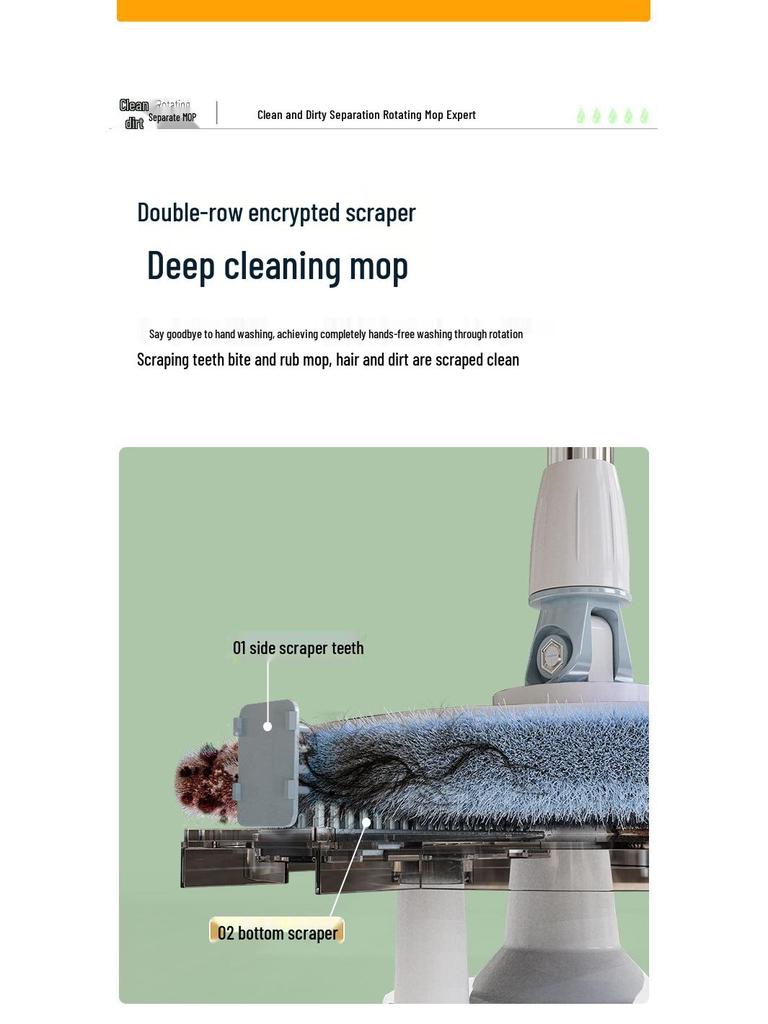 Швабра с отжимом и ведро для разделения чистой и грязной воды