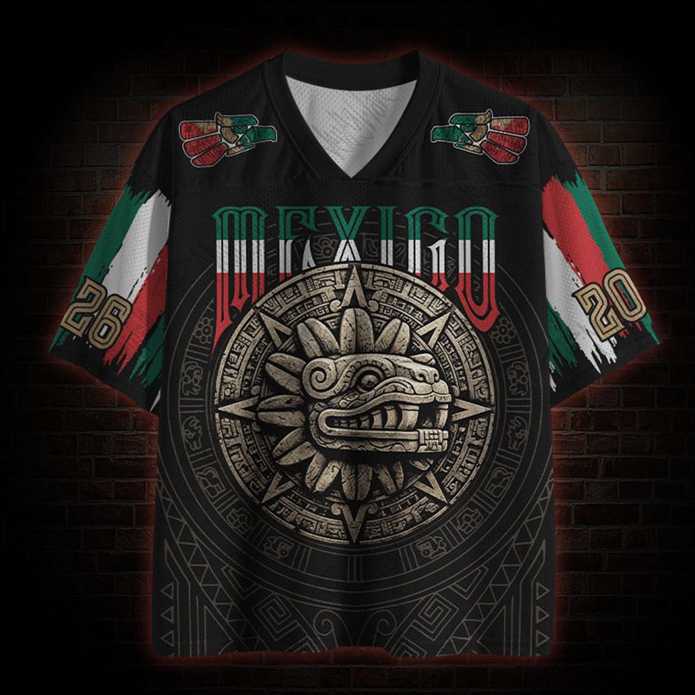Assist in World Football Matches, Dark Series Mesh Football Jerseys, Personalized Mexican Sunstone Mesh Jerseys, 3D Printed