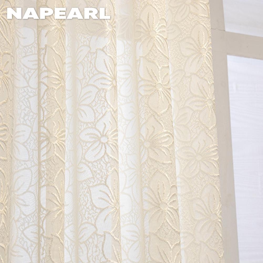 1 шт. NAPEARL Cherry Blossom Pattern жаккардовый белый тюль полупрозрачная прозрачная занавеска для гостиной спальни балкона окна домашнего декора