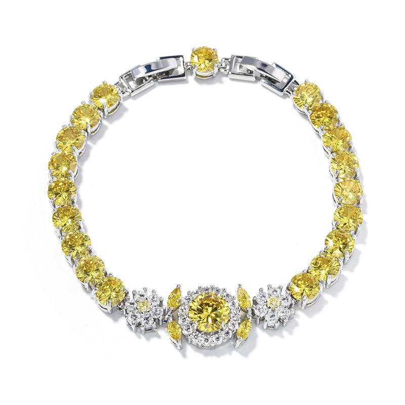 Цветок Фиолетовый Легкая Роскошь Ювелирные Изделия Подарок Подруге Натуральный Аметист Циркон Женский Браслет