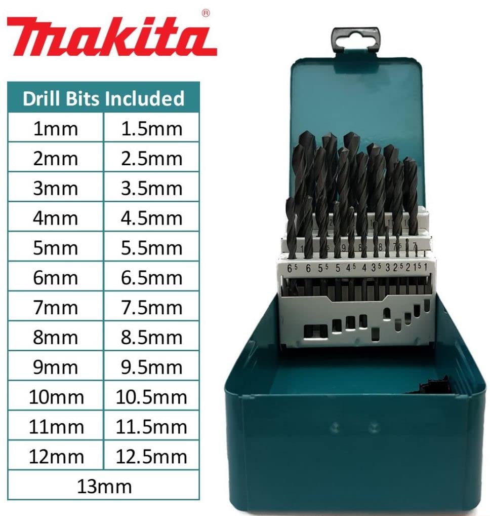 Makita DIN338 Drill Bit Set of 25 with Twist for Metalworking Case, Drill, [Used]