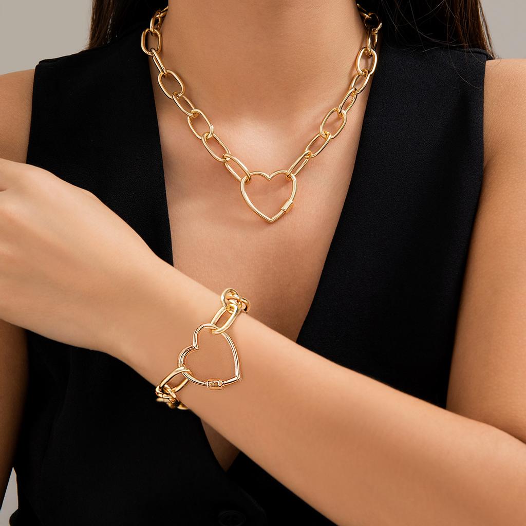 Аксессуары, Простой крест, Толстая цепь, Набор ожерелья и браслета для женщин, Панк, Полые металлические изделия