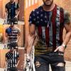 Men Blouse America Flag Printed Skin-friendly Polyester Casual Short Sleeve Tee Tops for Daily Life