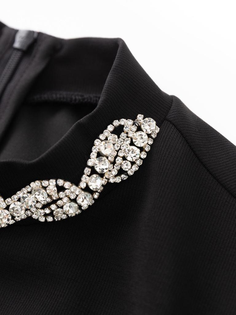 Осенний стиль, облегающее вечернее платье со стразами