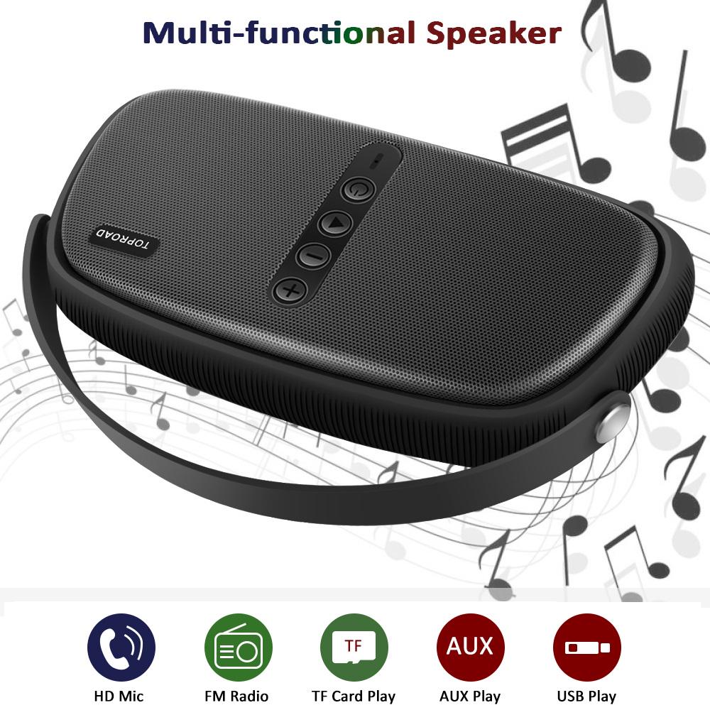 TOPROAD Портативный Bluetooth-динамик 12 Вт, беспроводной 3D-стереозвук, поддержка басов, FM-радио, AUX USB