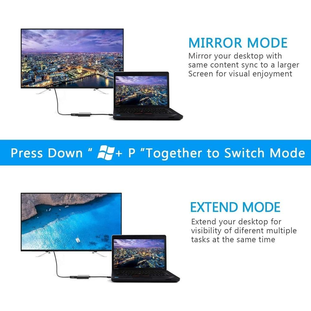 USB to HDMI Adapter USB 3.0/2.0 to HDMI 1080P Video Graphics Cable Converter with Audio for PC Laptop Projector HDTV