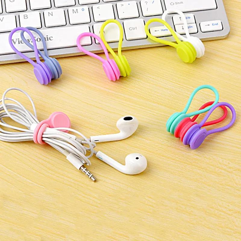 3PCS Soft Silicone Magnetic Cable Winder Organizer Cord Earphone Storage Holder Clips Cable Winder For Earphone For Data Cable