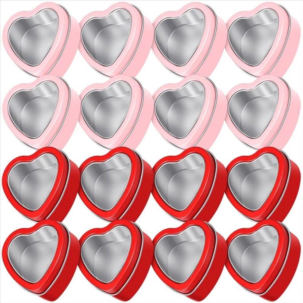 Silver/Red/Pink Heart Metal Box Empty Jewelry Box Heart-shaped Containers for Candle