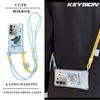 KEYSION Crossbody Strap Phone Case for VIVO Y29 4G Cute Cartoon Long Lanyard Mirror Shockproof Cover for IQOO Z10X 5G