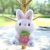 Plush Bunny Toy Keychain With Strawberry Design For Kids Gift And Bag Accessory
