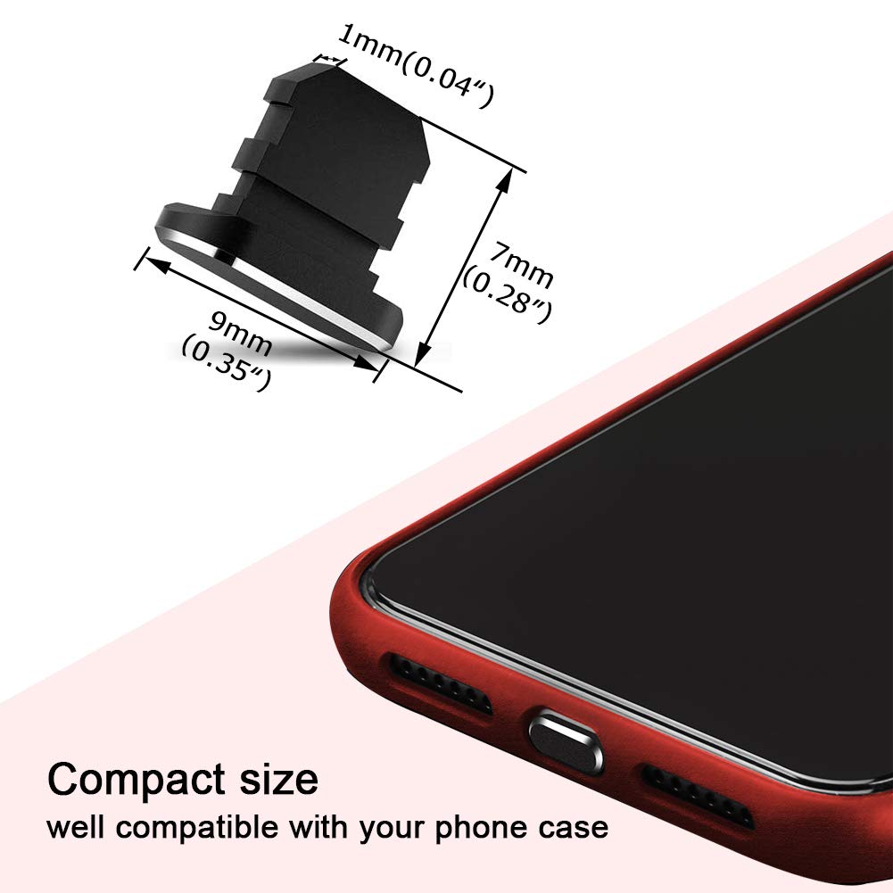2Pcs Metal Charging Port Dust Plugs Compatible with iPhone Series, Lightning Port Cover Protector with Holder for iPad AirPods