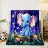 Cute Blue Elephant Under Starry Sky print blanket soft and cozy perfect for the living room bed sofa or a nap,gift