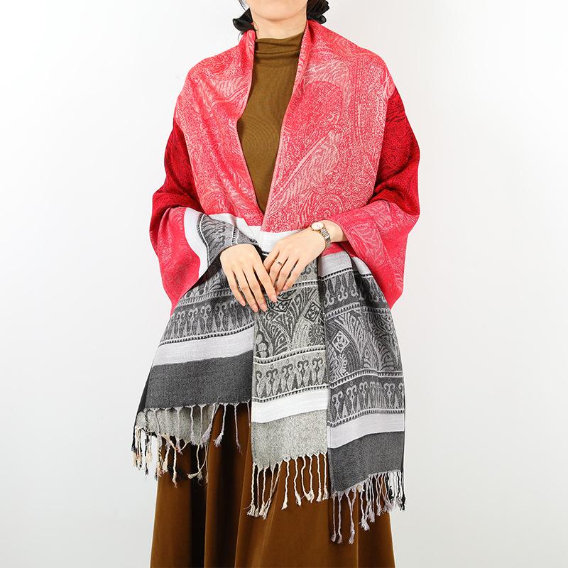 New Women's Outer Shawl Contrasting Color Striped Scarf Women's Autumn and Winter Warm Scarf Scarf Fashion Shawl