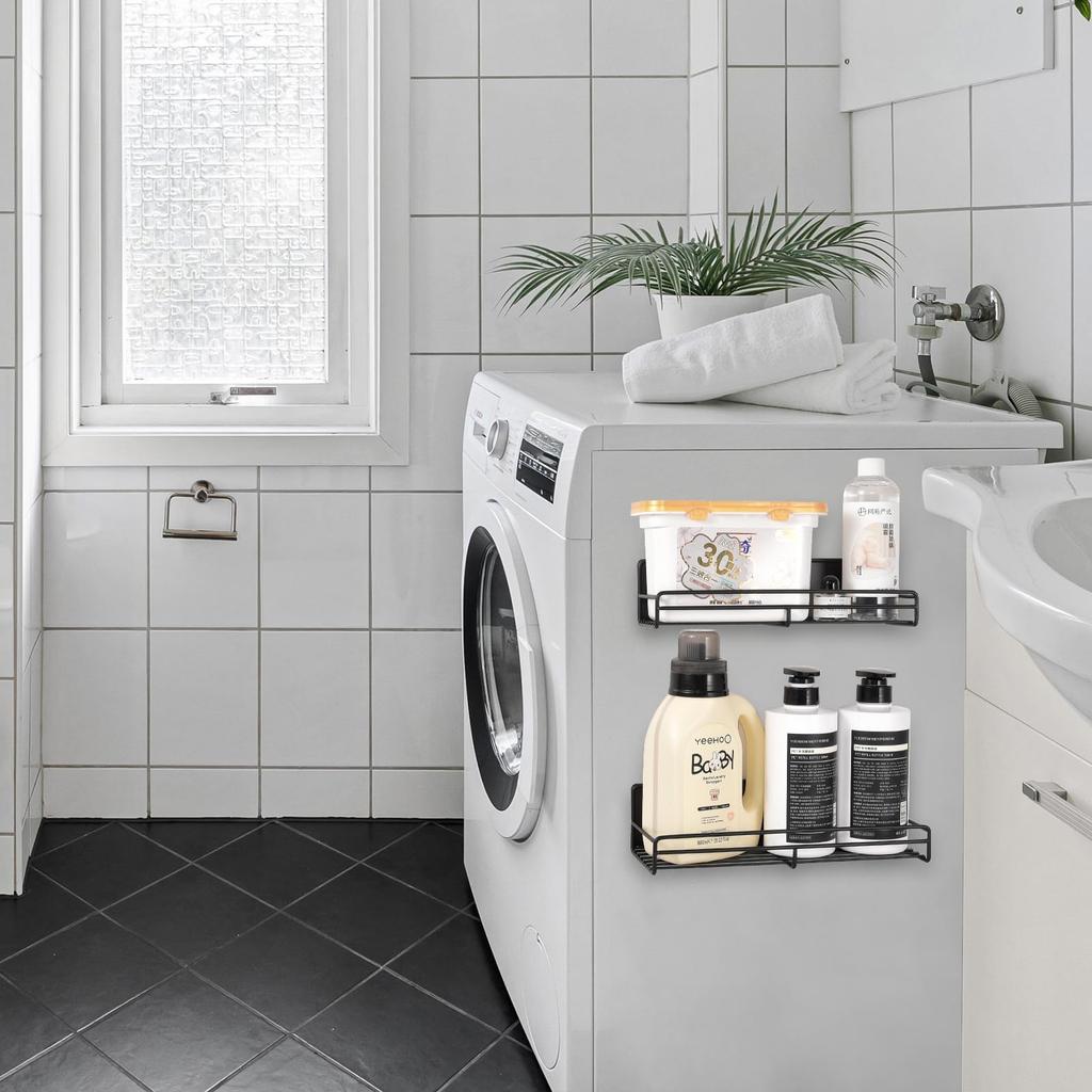 Set of 2 Magnetic Bathroom Racks for Bathroom, Washroom, and Kitchen Storage (White)