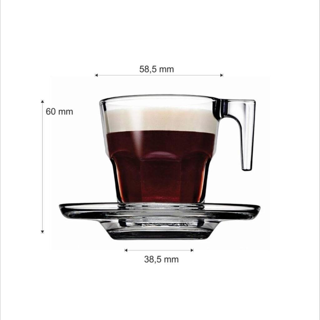 Набор из 6 маленьких стеклянных чашек для эспрессо. Набор из 12 чашек для эспрессо, 70 куб.см.