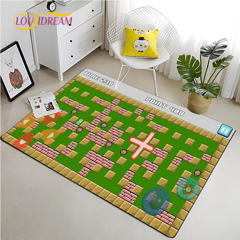 Retro Game Carpet for Living Room Bedroom Rug Kitchen Kids Door Unslip Floor Mats Birthday gift photography props Alfombra Rug