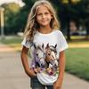 2025  Cool Girls' T-Shirt Horse 3d Printed Fun Children's Clothing Baby Girl T-Shirt Summer Casual Short Sleeve Top Tee
