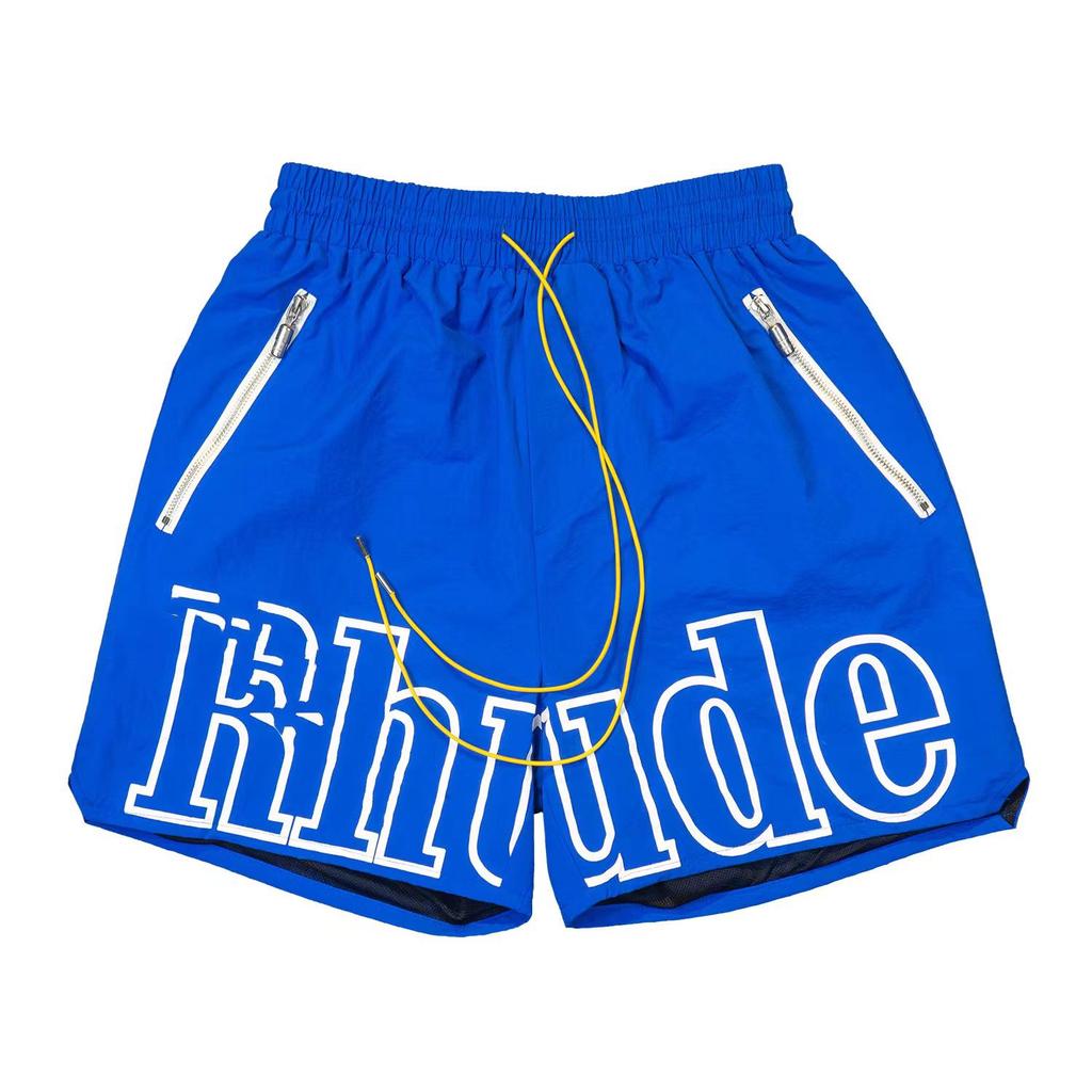 В наличии RHUDE Повседневные пляжные шорты свободного кроя с буквенным принтом и цветовыми блоками