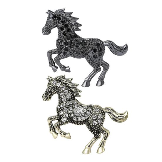 Horse Brooch Retro Style Sparkling Rhinestones Alloy Pin Clothes Hats Bags Scarves Badge Fashion Accessories