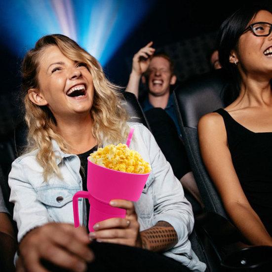 Snack And Drink Cup with Straw Lightweight Stadium Tumbler Portable Reusable Snack Tumbler Bowl for Family Gatherings Picnics