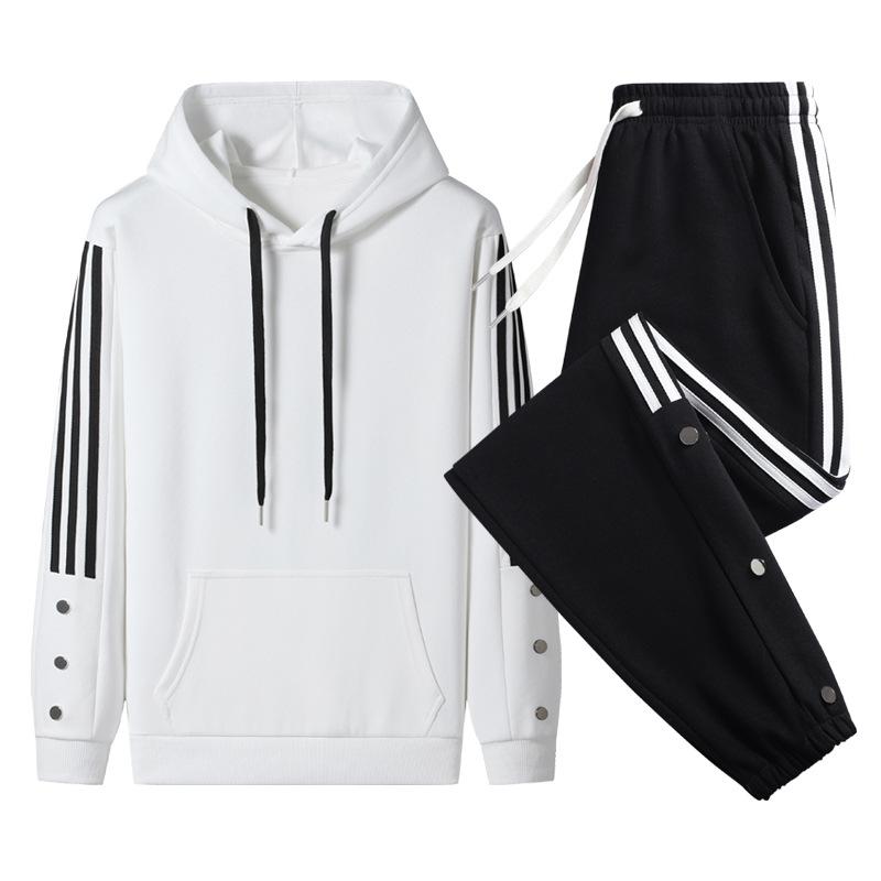 Мужская толстовка с капюшоном из чистого хлопка больших размеров с круглым вырезом, мужской комплект, красивый повседневный спортивный комплект