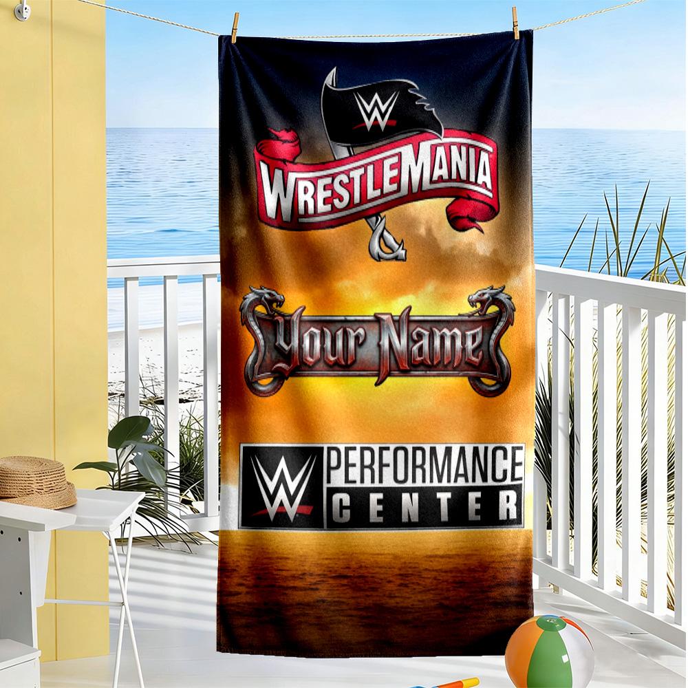 Wrestlemania Customized Name Beach Towel High Absorbency & Quick-Dry
