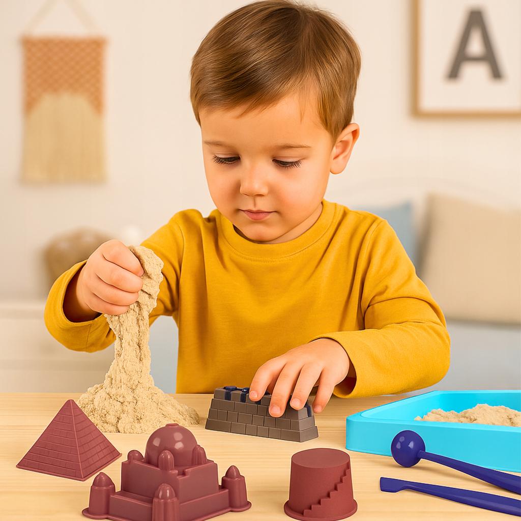 Piasek Kinetyczny Piastolina Zestaw Zamek Piramida Foremki Kreatywne Diy
