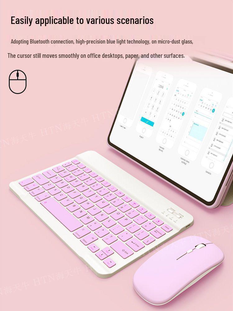 Silent Rechargeable Bluetooth Keyboard & Mouse Set for Tablets, iPads, Laptops & Office Use