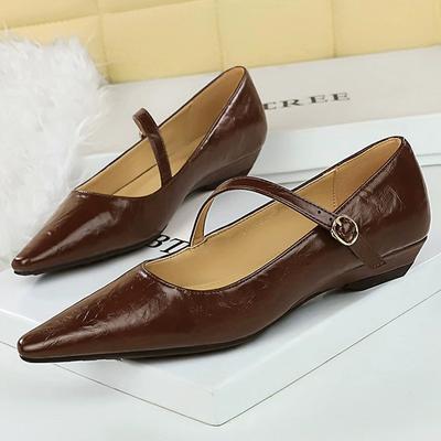 Туфли Женские туфли на плоской подошве Низкие универсальные Женские туфли с острым носком Туфли на танкетке Противоскользящие и удобные Женские балетки 2025