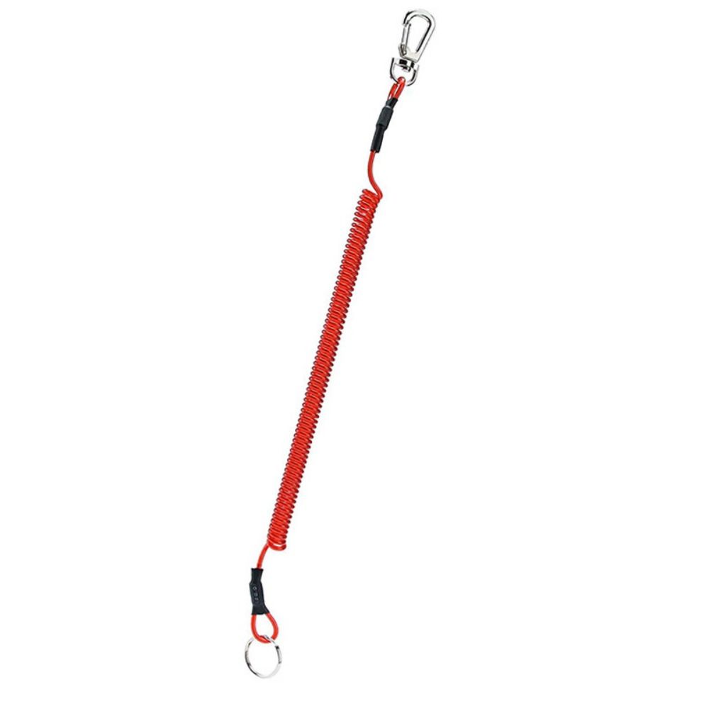 Ring Metal Carabiner Spring Elastic Rope Spiral Coiled Lanyard Safety Rope Stretch Fishing Tools