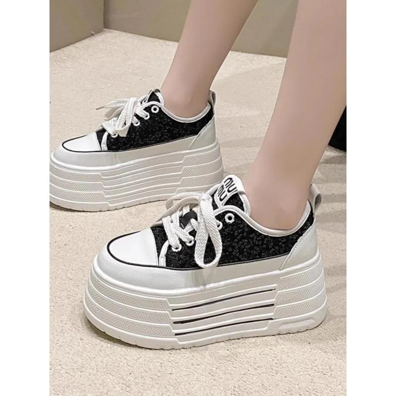 Модные блестящие кожаные балетки, повседневные кроссовки для папы, массивные кроссовки, женская платформа, спортивная обувь, женская обувь для скейтборда, обувь на скрытом каблуке, теннис