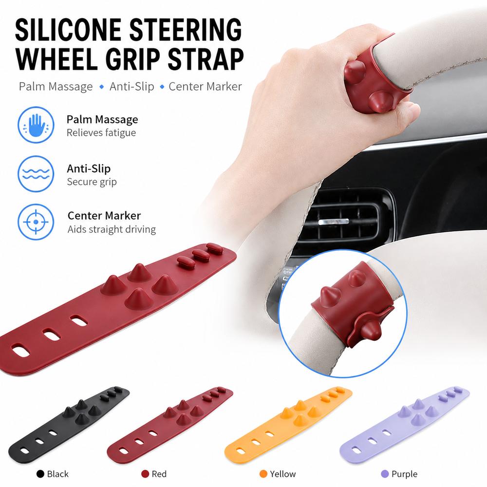 Palm Relief Grip Steering Wheel Wrap Cover Anti-Slip Steering Wheel Massage Band Car Interior