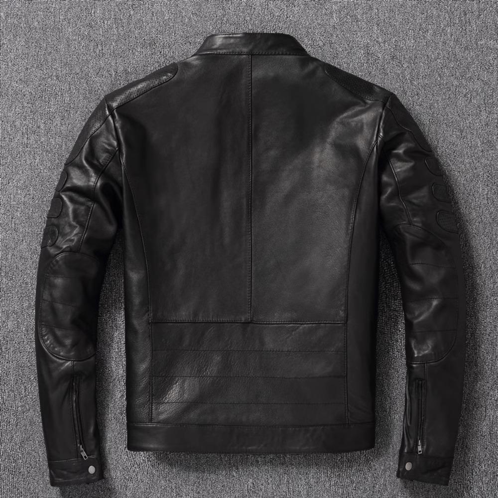 Одежда из натуральной кожи Мужская овчина Мотоциклетная куртка Тонкая сетчатая куртка весна-осень Чистая кожа Пальто с воротником-стойкой