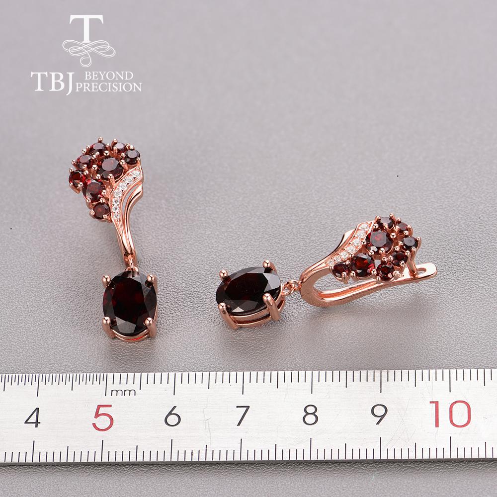 12ct натуральный красный гранат драгоценный камень серебряный комплект ювелирных изделий кольцо серьги овальной огранки 8*10 мм изысканные украшения для женщин и мам хороший подарок