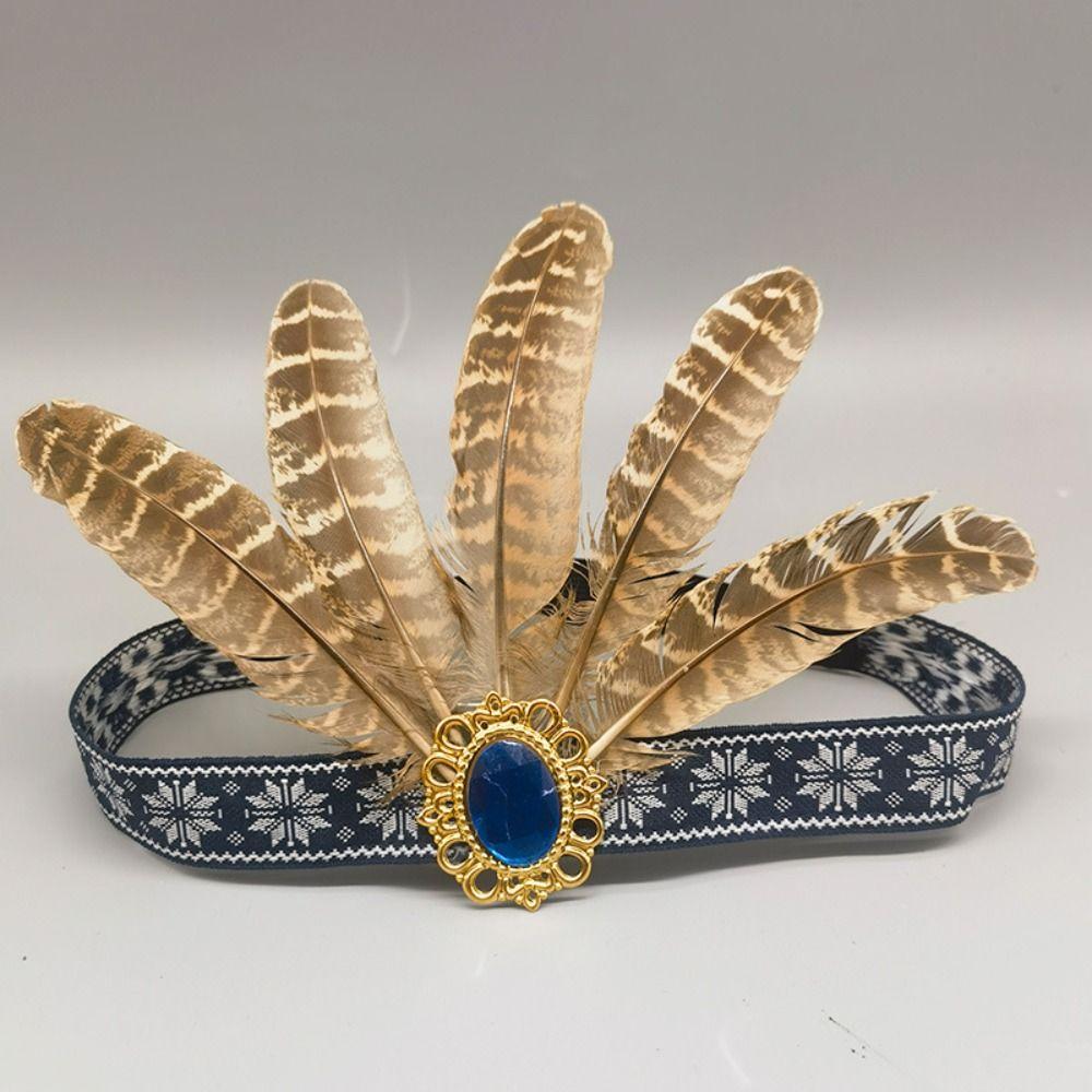 Colorful Feathered Hairband Ethnic Style Indian Hairband Fashion Hair Ornament Special Occasion