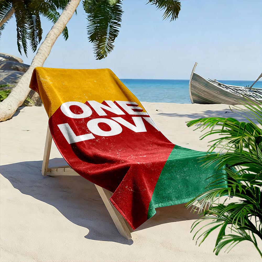 One Love Colorful Towel Design Beach Towel Quick-drying for Travel Outdoor Sports Jogging Beach and Swimming