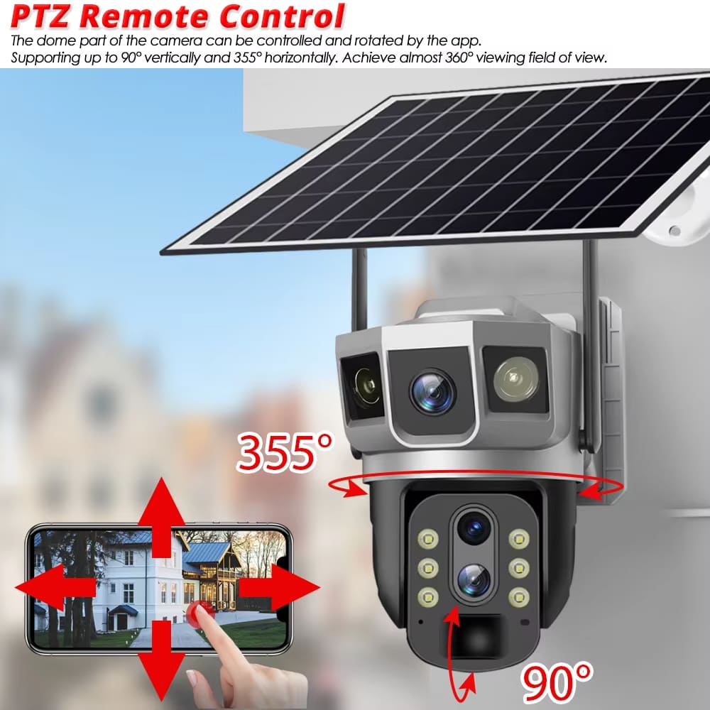 12MP 6K Solar 4G IP Camera CCTV Surveillance 10X Digital Zoom Outdoor Waterproof Monitor Pir Motion Detect Night Vision V380 Cam
