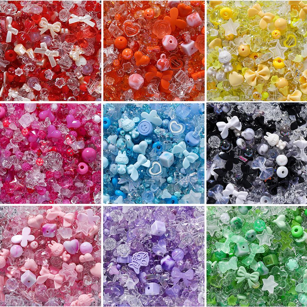 Acrylic 20g Mixed Bead Diy Mobile Phone Chain Accessories Hand-beaded Material Straight Hole Plastic Loose Bead Color Box